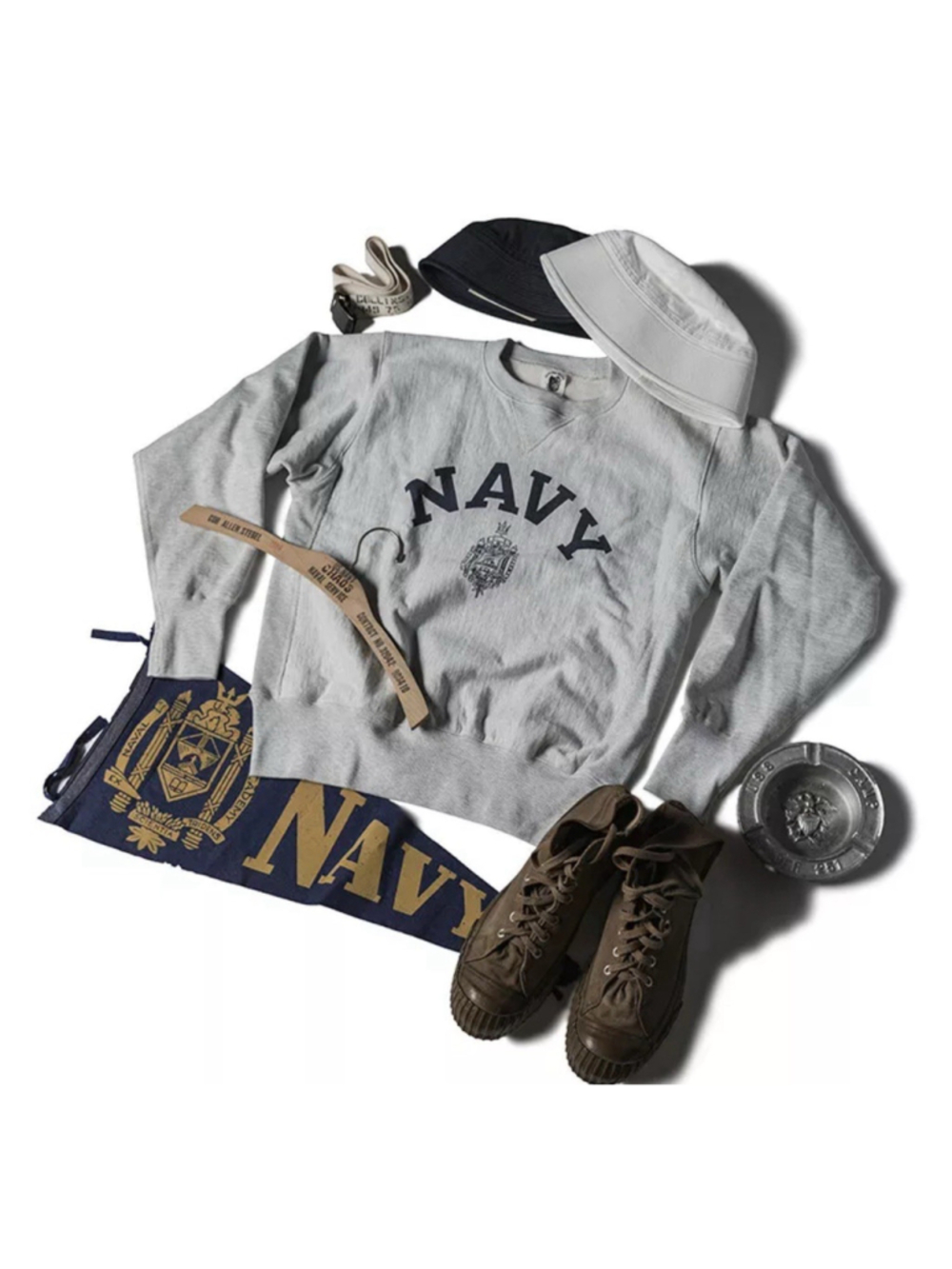 Bronson US Naval Academy Sweatshirts 580g Retro Solid Reverse Weave Pullover 38